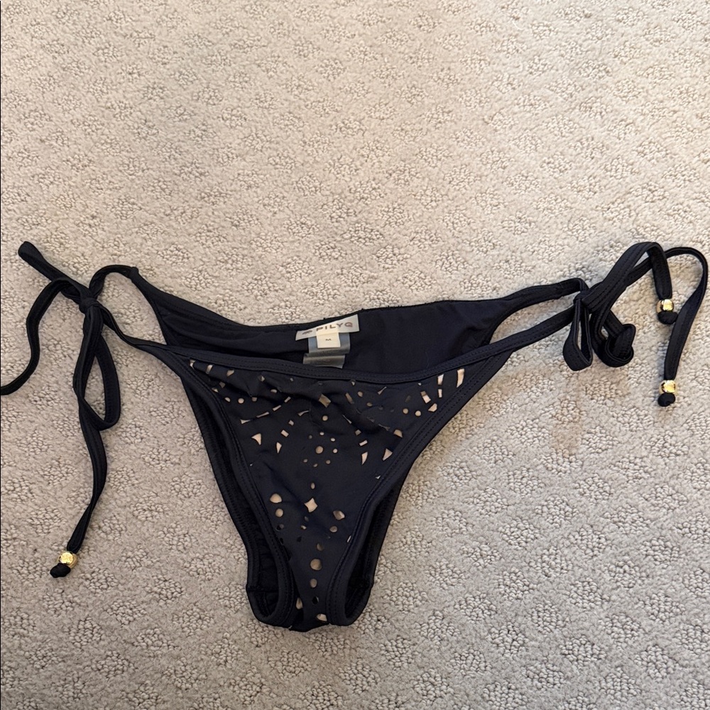 Pilyq Black Bikini Bottom with Cutout Accents